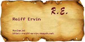 Reiff Ervin névjegykártya